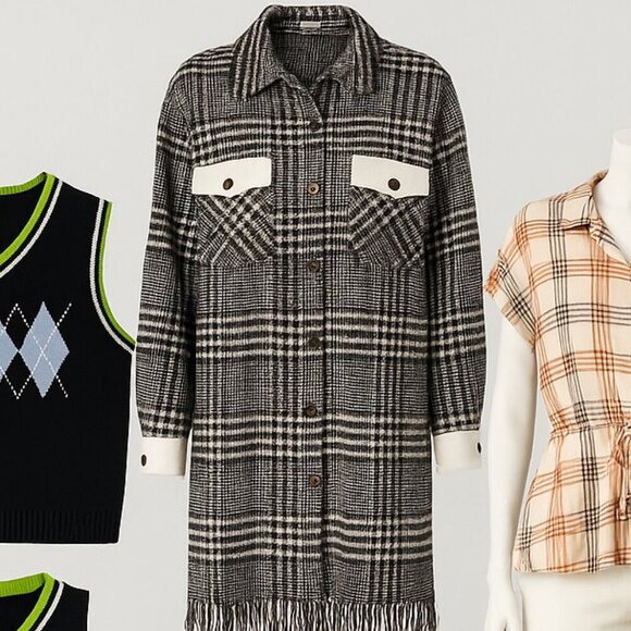 Black & White Plaid Sweater Jacket – Size M – Worn Once - Picture 2 of 8